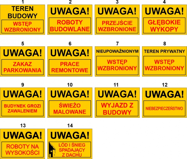 TABLICZKI INFORMACYJNO-OSTRZEGAWCZE